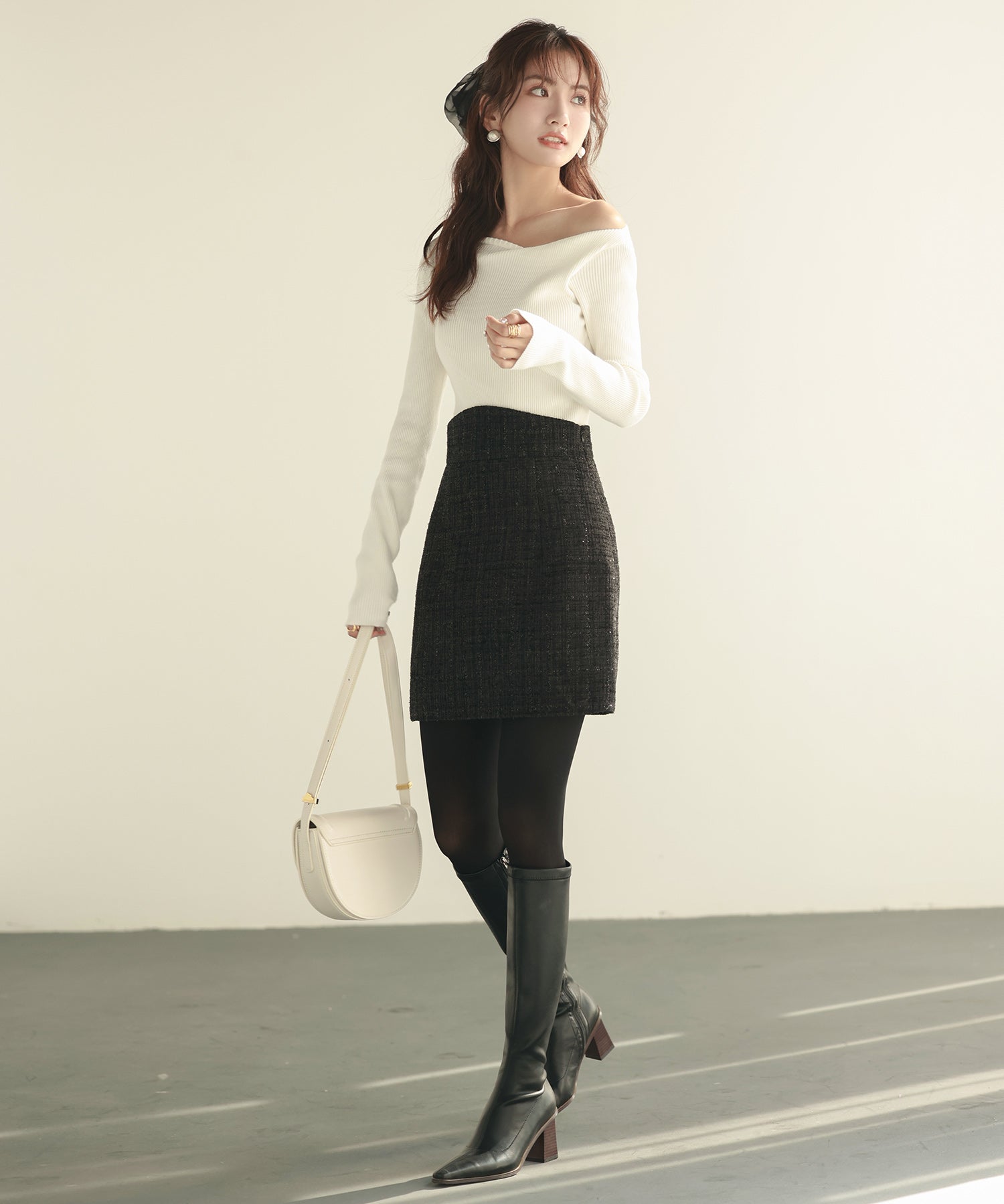 イレギュラーネックニットプルオーバーsdpxyf7042 ホワイト