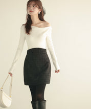 イレギュラーネックニットプルオーバーsdpxyf7042 ホワイト