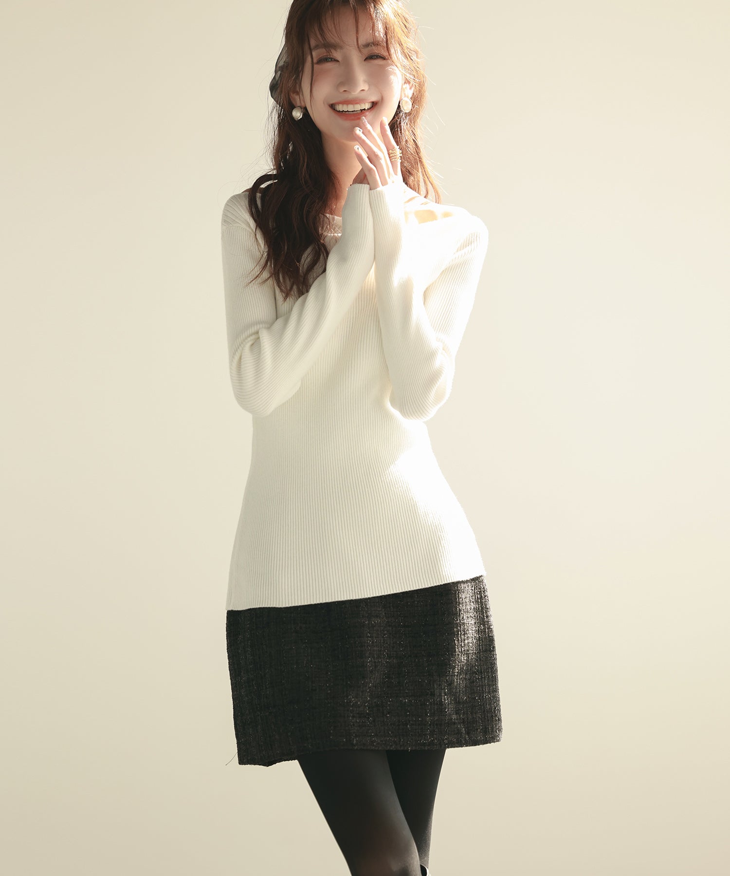 イレギュラーネックニットプルオーバーsdpxyf7042 ホワイト