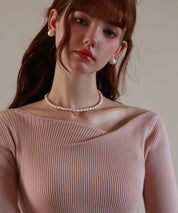 イレギュラーネックニットプルオーバーsdpxyf7042 ピンク