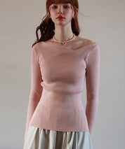 イレギュラーネックニットプルオーバーsdpxyf7042 ピンク