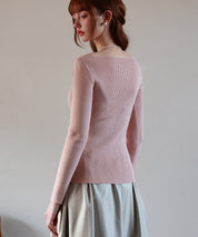 イレギュラーネックニットプルオーバーsdpxyf7042 ピンク