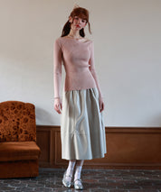 イレギュラーネックニットプルオーバーsdpxyf7042 ピンク