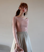 イレギュラーネックニットプルオーバーsdpxyf7042 ピンク