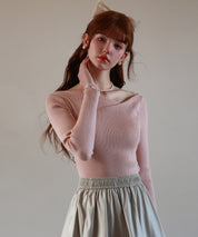 イレギュラーネックニットプルオーバーsdpxyf7042 ピンク