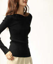 イレギュラーネックニットプルオーバーsdpxyf7042 ブラック