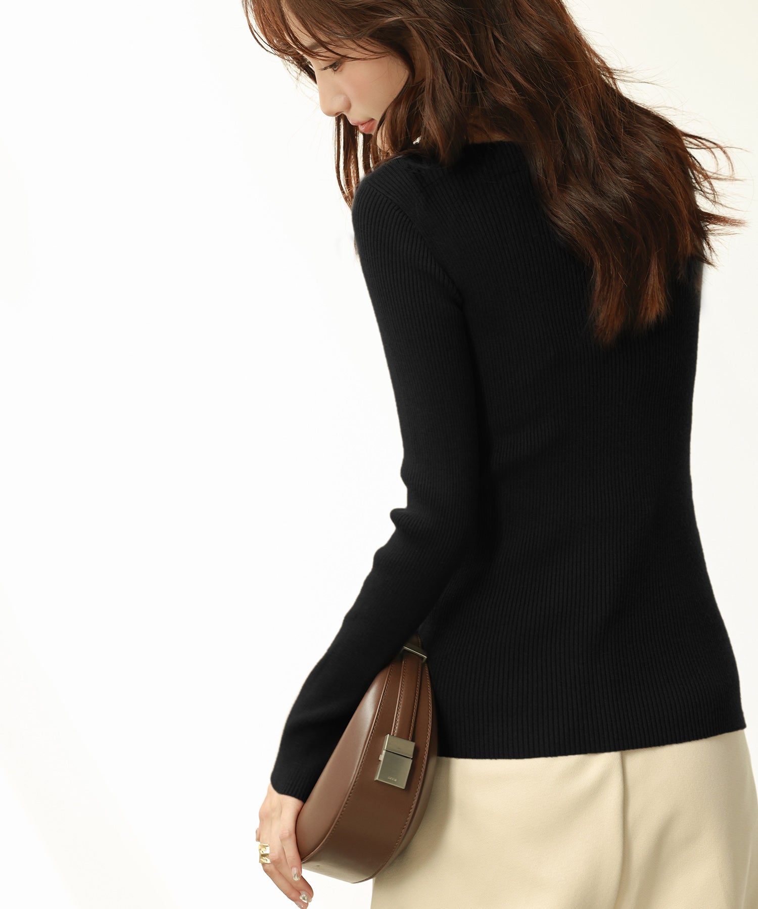 イレギュラーネックニットプルオーバーsdpxyf7042 ブラック