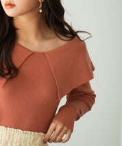 ビッグカラーニットプルオーバーsdpxyf7043 レンガ