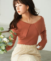 ビッグカラーニットプルオーバーsdpxyf7043 レンガ