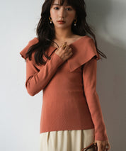 ビッグカラーニットプルオーバーsdpxyf7043 レンガ