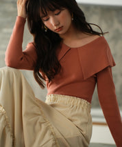 ビッグカラーニットプルオーバーsdpxyf7043 レンガ