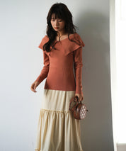 ビッグカラーニットプルオーバーsdpxyf7043 レンガ