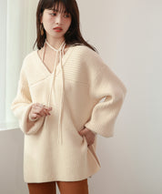 コーデの主役になる紐リボン付きリブニットsdpxyf7050-103-38