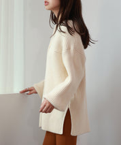 コーデの主役になる紐リボン付きリブニットsdpxyf7050 アイボリー