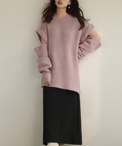 2way着回し抜群チュニック丈ニットプルオーバsdpxyf7051 ラベンダー