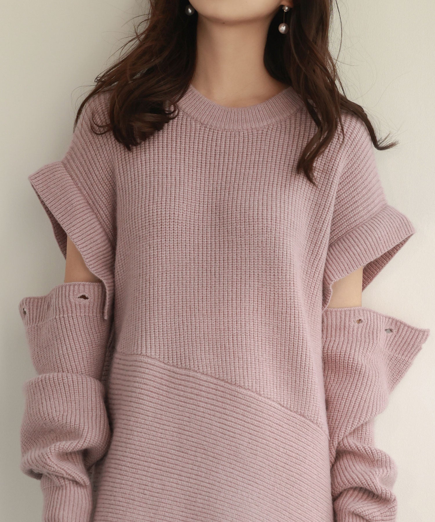 2way着回し抜群チュニック丈ニットプルオーバsdpxyf7051 ラベンダー