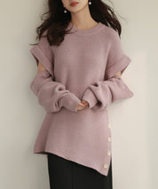 2way着回し抜群チュニック丈ニットプルオーバsdpxyf7051 ラベンダー