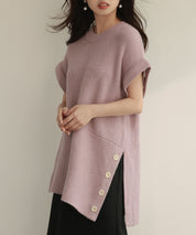 2way着回し抜群チュニック丈ニットプルオーバsdpxyf7051 ラベンダー