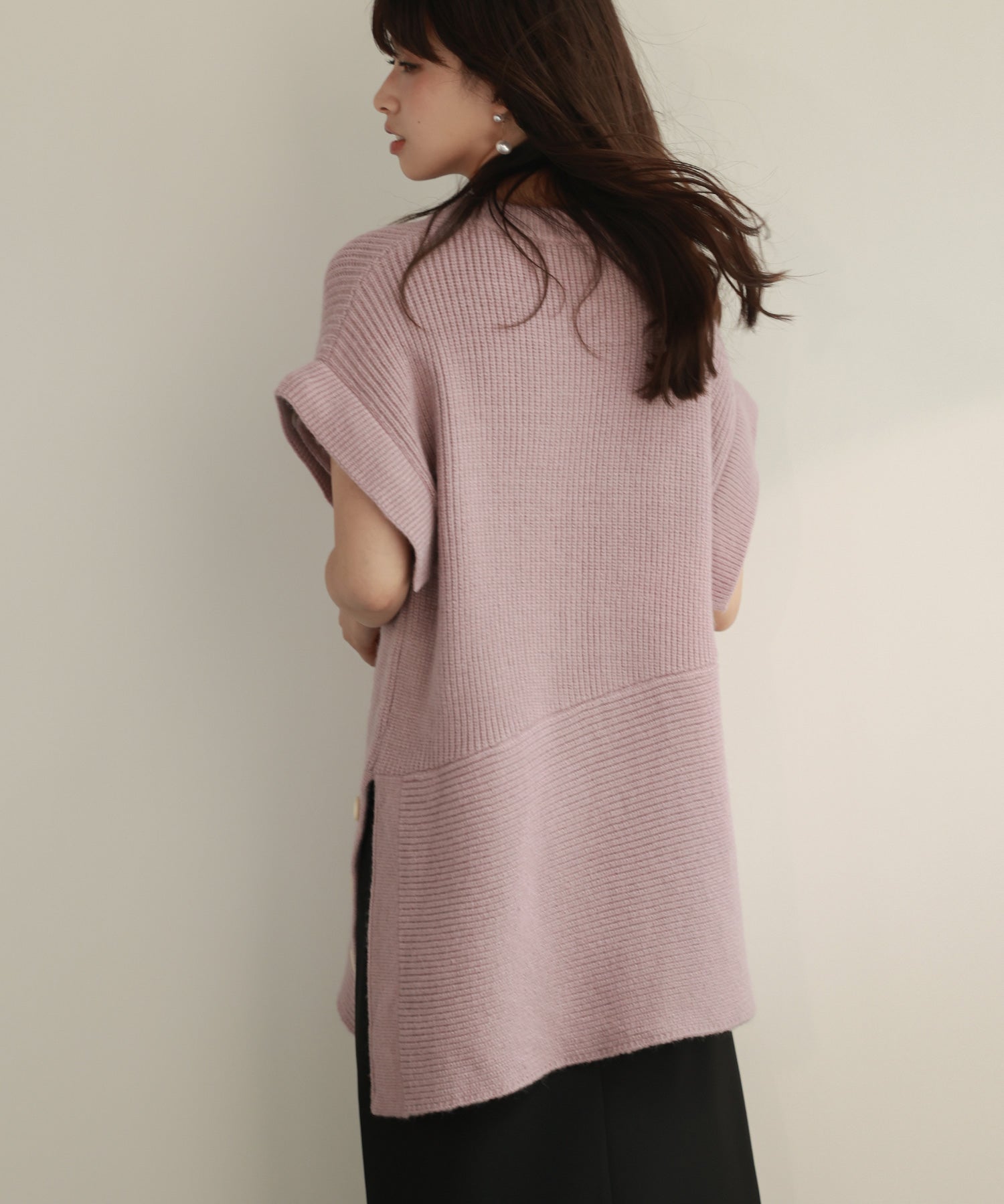 2way着回し抜群チュニック丈ニットプルオーバsdpxyf7051 ラベンダー