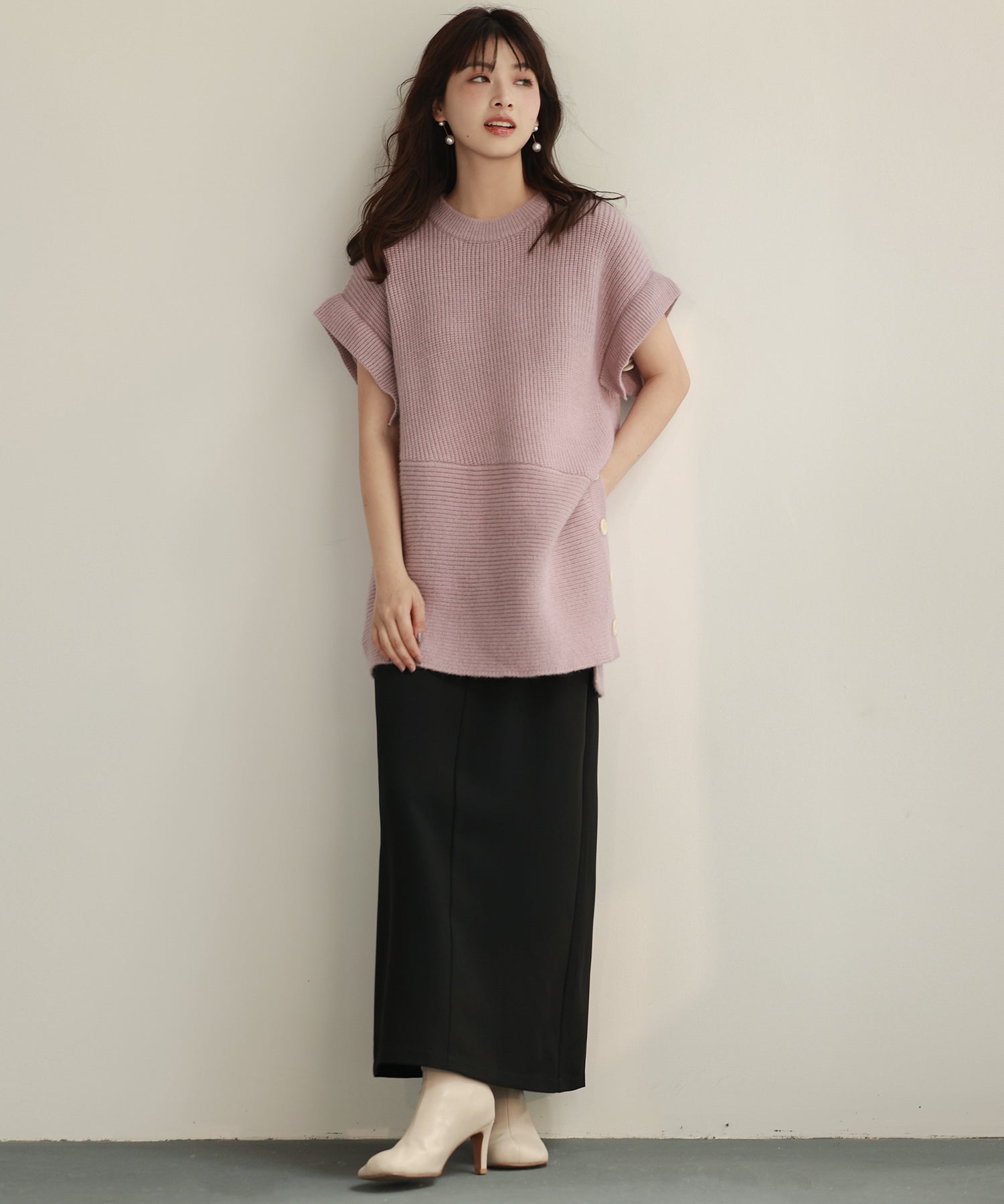 2way着回し抜群チュニック丈ニットプルオーバsdpxyf7051 ラベンダー