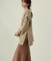 2way着回し抜群チュニック丈ニットプルオーバsdpxyf7051 ベージュ