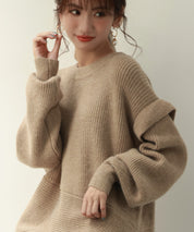 2way着回し抜群チュニック丈ニットプルオーバsdpxyf7051 ベージュ