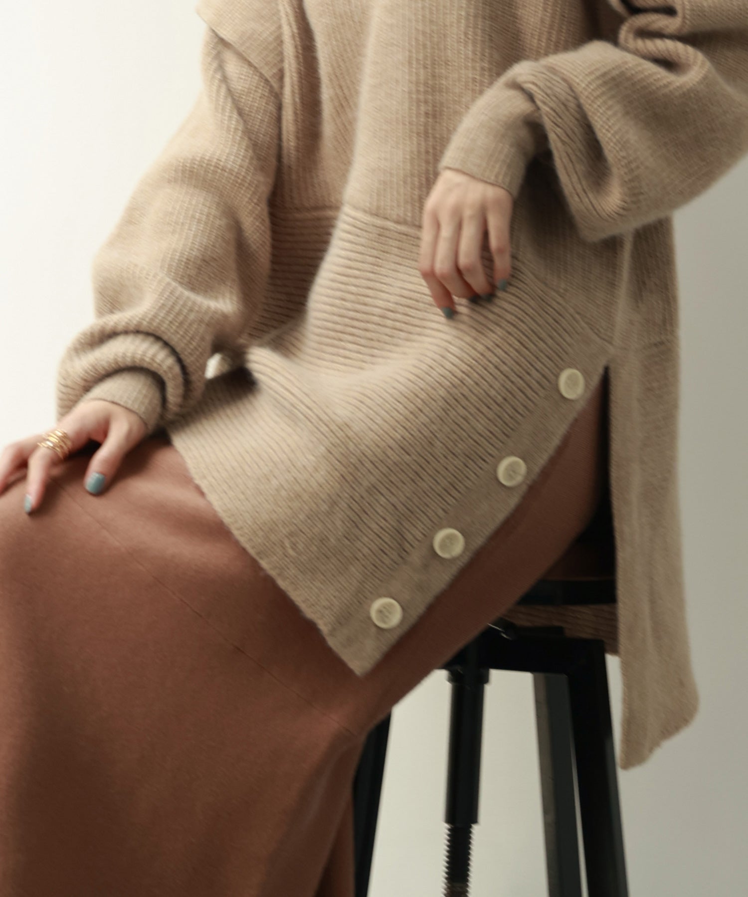 2way着回し抜群チュニック丈ニットプルオーバsdpxyf7051 ベージュ