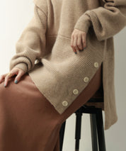 2way着回し抜群チュニック丈ニットプルオーバsdpxyf7051 ベージュ