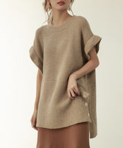 2way着回し抜群チュニック丈ニットプルオーバsdpxyf7051 ベージュ