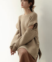 2way着回し抜群チュニック丈ニットプルオーバsdpxyf7051 ベージュ