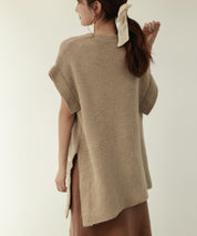 2way着回し抜群チュニック丈ニットプルオーバsdpxyf7051 ベージュ