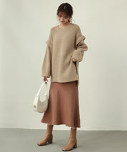 2way着回し抜群チュニック丈ニットプルオーバsdpxyf7051 ベージュ