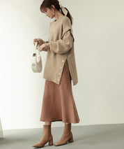 2way着回し抜群チュニック丈ニットプルオーバsdpxyf7051 ベージュ