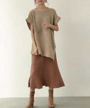 2way着回し抜群チュニック丈ニットプルオーバsdpxyf7051 ベージュ