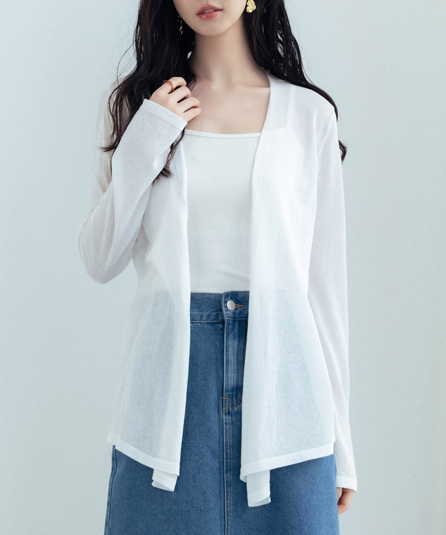 ヘムデザイン薄手ニットカーディガンsdpxyf7659-103-1