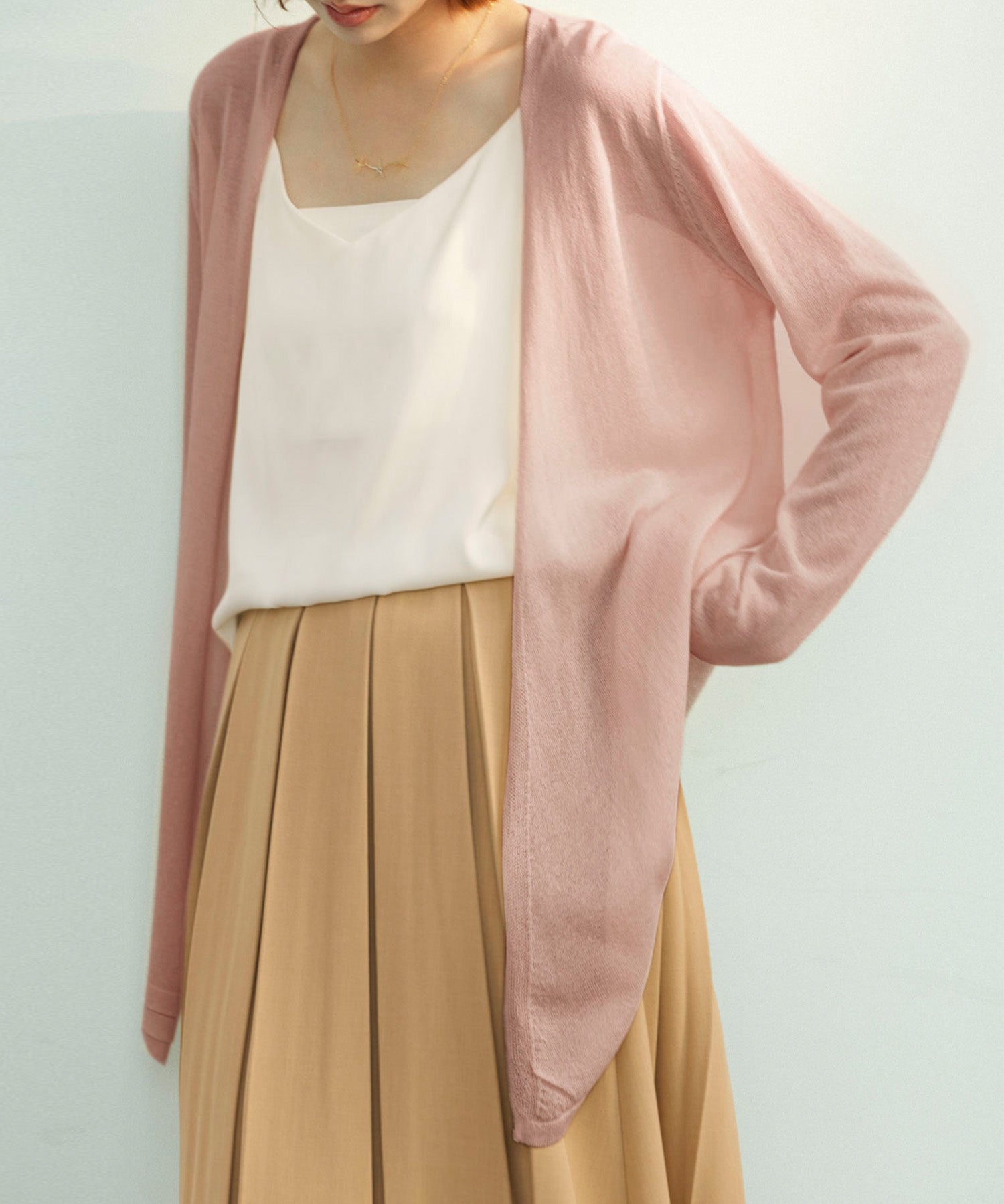 ヘムデザイン薄手ニットカーディガンsdpxyf7659 ピンク