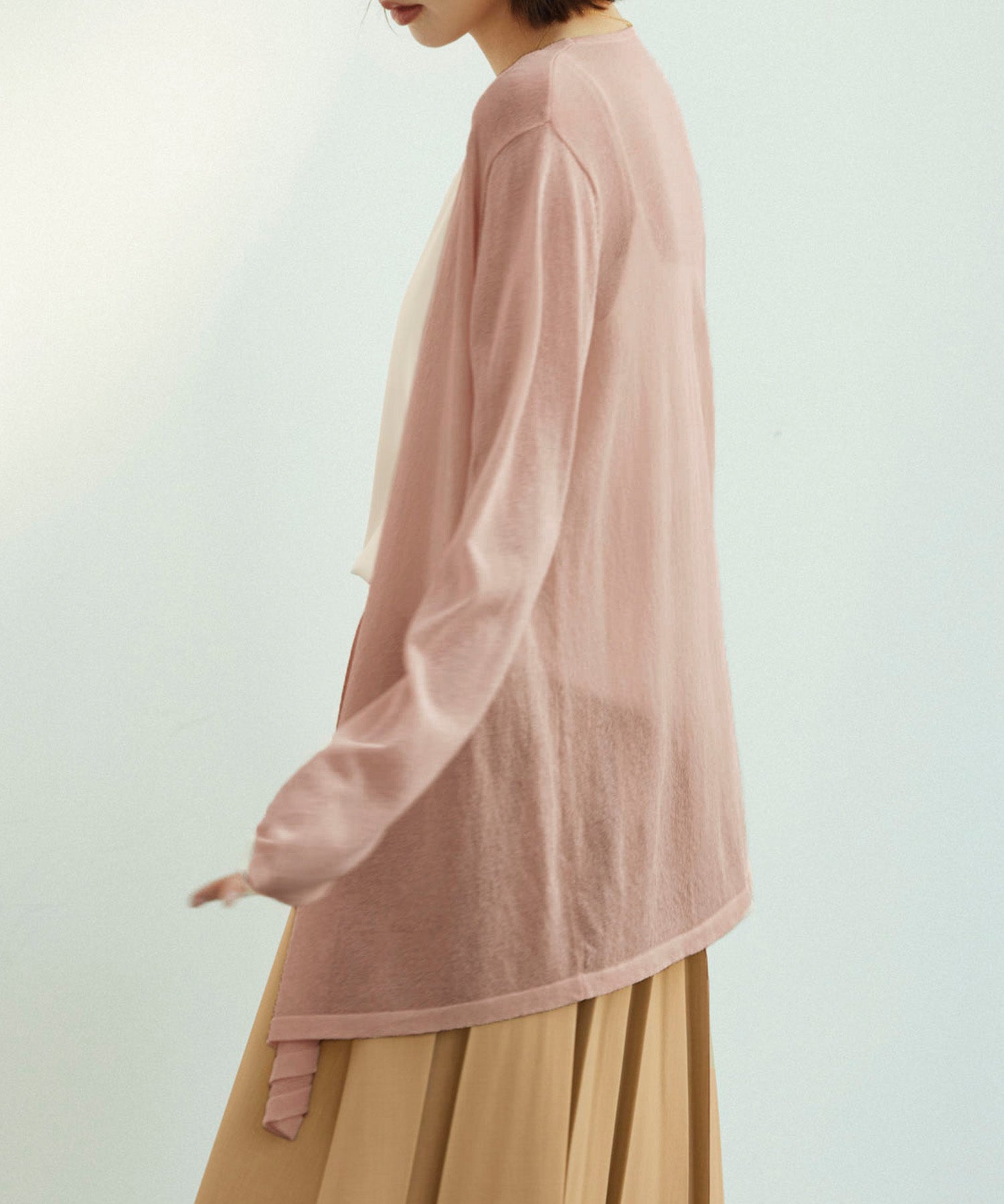 ヘムデザイン薄手ニットカーディガンsdpxyf7659 ピンク