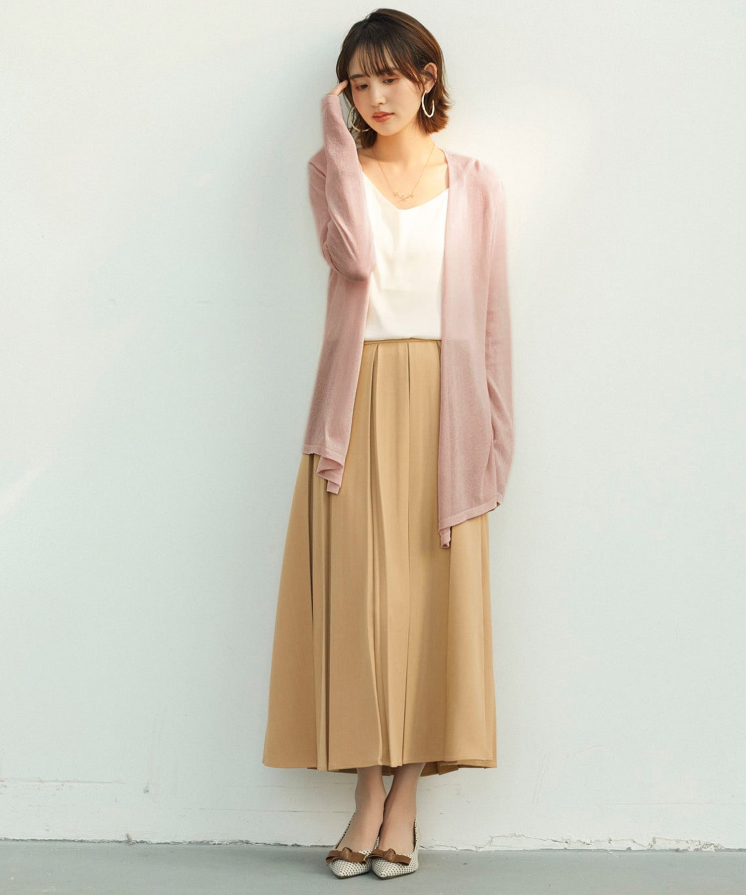 ヘムデザイン薄手ニットカーディガンsdpxyf7659 ピンク