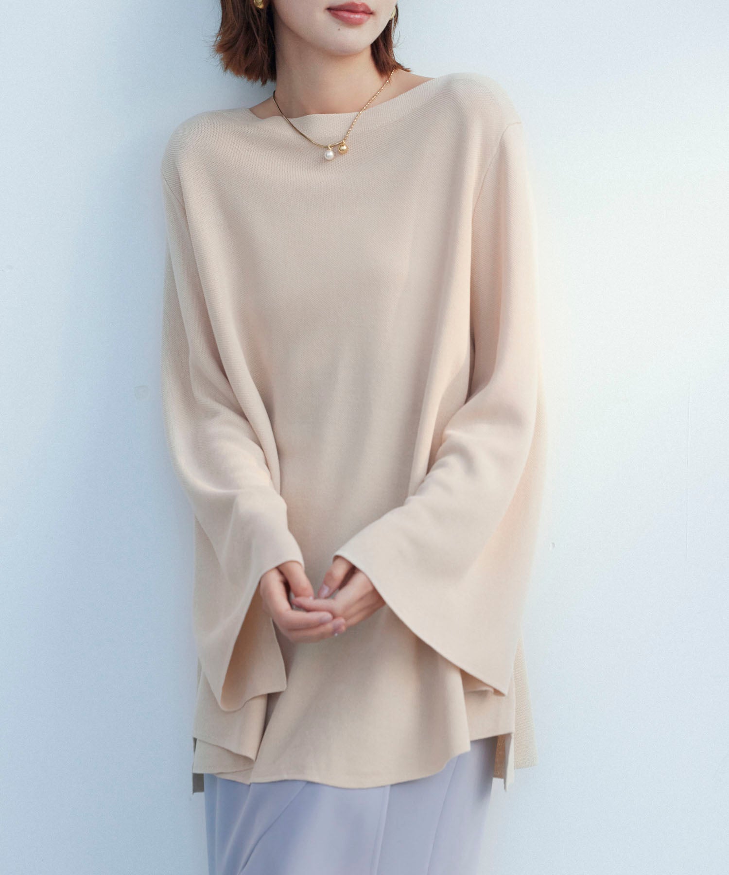 ビックシルエットフレアスリーブサマーニットプルオーバーsdpxyf9281b-103-14