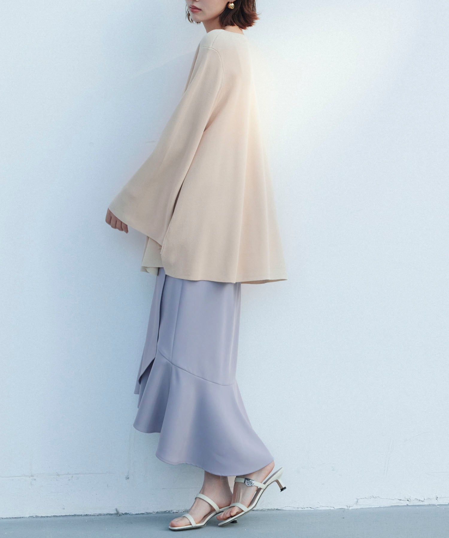 ビックシルエットフレアスリーブサマーニットプルオーバーsdpxyf9281b ベージュ