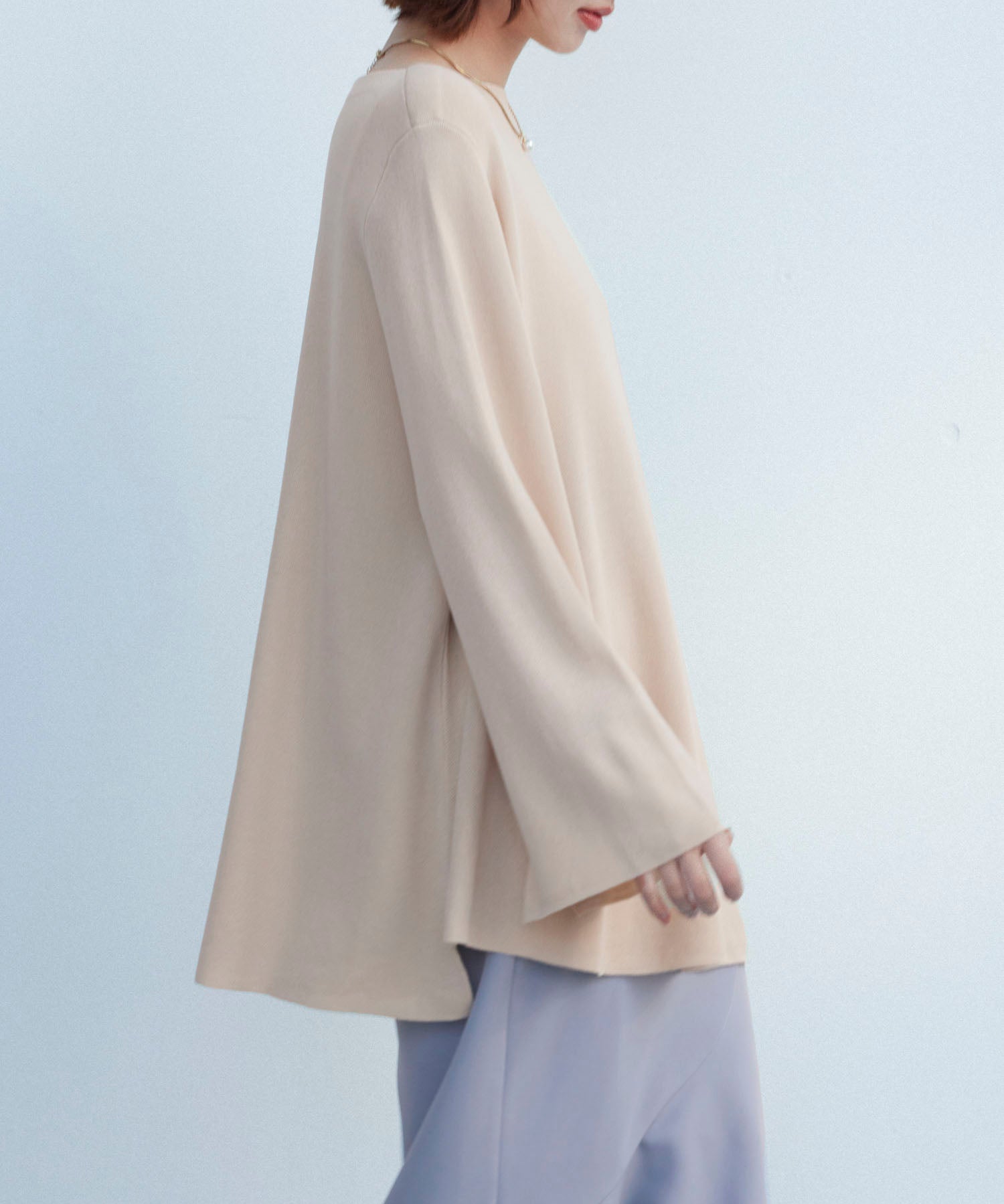 ビックシルエットフレアスリーブサマーニットプルオーバーsdpxyf9281b ベージュ