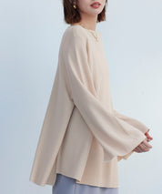 ビックシルエットフレアスリーブサマーニットプルオーバーsdpxyf9281b ベージュ