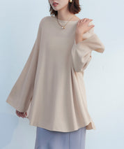 ビックシルエットフレアスリーブサマーニットプルオーバーsdpxyf9281b ベージュ