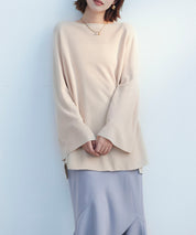 ビックシルエットフレアスリーブサマーニットプルオーバーsdpxyf9281b ベージュ