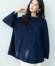 ビックシルエットフレアスリーブサマーニットプルオーバーsdpxyf9281b ネイビー