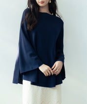 ビックシルエットフレアスリーブサマーニットプルオーバーsdpxyf9281b ネイビー