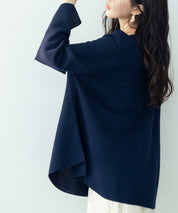 ビックシルエットフレアスリーブサマーニットプルオーバーsdpxyf9281b ネイビー