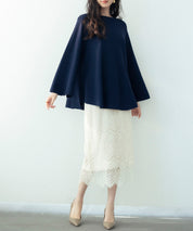 ビックシルエットフレアスリーブサマーニットプルオーバーsdpxyf9281b ネイビー