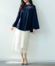 ビックシルエットフレアスリーブサマーニットプルオーバーsdpxyf9281b ネイビー