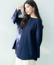 ビックシルエットフレアスリーブサマーニットプルオーバーsdpxyf9281b ネイビー